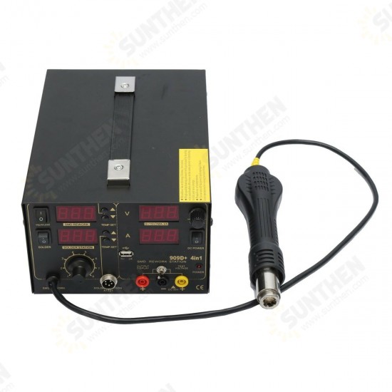 220V 909D+ Rework Soldering Station Hot Heat Air Nozzle DC USB Power Supply 220V AC EU Plug