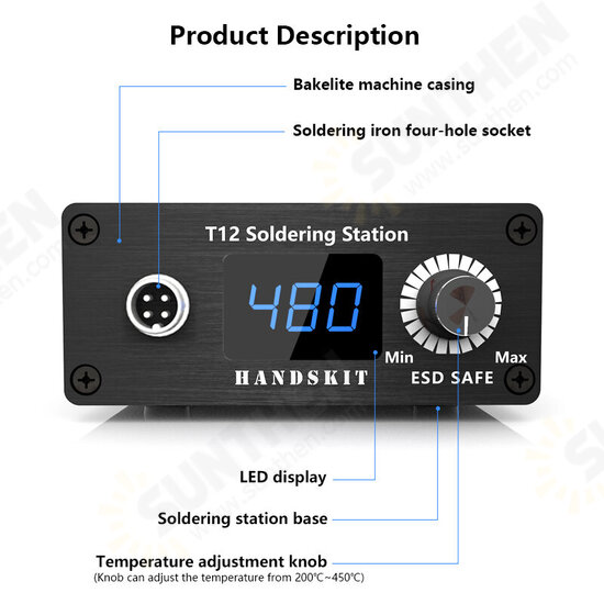 T12 Soldering Station Infrared Soldering Station Portable BGA Rework Station Welding Tools 200-450℃ with T12-K T12-BL Soldering Tips