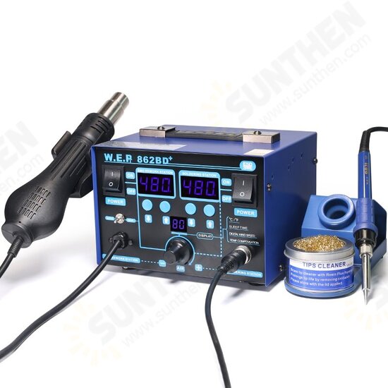 WEP 862BD+ Visible Adjustable Temperture Air Volume BGA Rework Station Hot Air Soldering Station SMD Rework Station with ESD