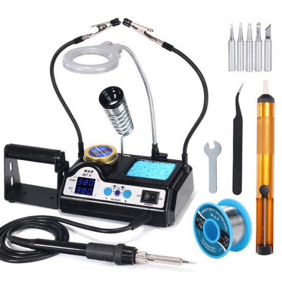 WEP 927-IV 2 Clips Soldering Iron with Optional Magnifier Lamp Digital Display Electric Soldering iron Kit Set Soldering Station