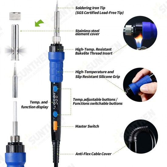 8858-I + 928D 65W LED Digital Display Soldering Iron Portable Hot Air Gun Soldering Tools