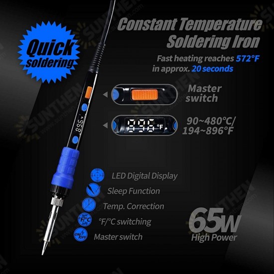 8858-I + 928D 65W LED Digital Display Soldering Iron Portable Hot Air Gun Soldering Tools