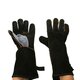 16 Inches Two Layer Cow Leather Lengthened Black Grey Welding / Barbecue High Temperature Resistant Labor Protection Gloves