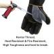 16 Inches Two Layer Cow Leather Lengthened Black Grey Welding / Barbecue High Temperature Resistant Labor Protection Gloves