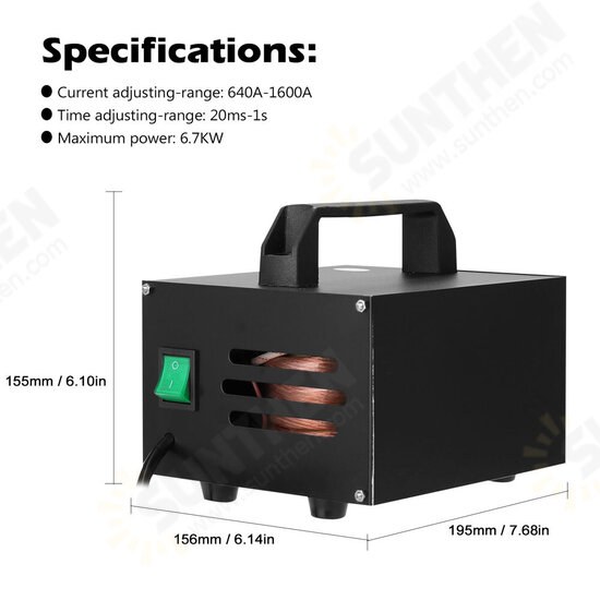 1600A Spot Welder Adjustable Microcomputer 18650 Battery Spot Welding Machine Set 20ms-1s Time for 0.25mm Nickel Plate