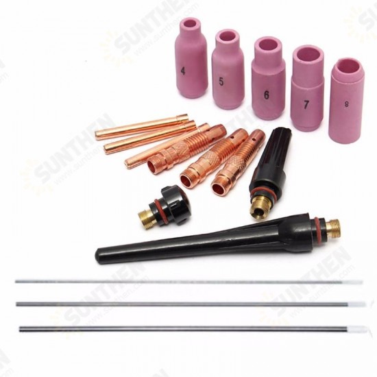 17Pcs TIG Welding Torch Cup Collet Body Nozzle Tungsten Kit WP-17 WP-18 WP-26 17Pcs TIG Welding Torch Cup Collet Body Nozzle Tungsten Kit WP-17 WP-18 WP-26