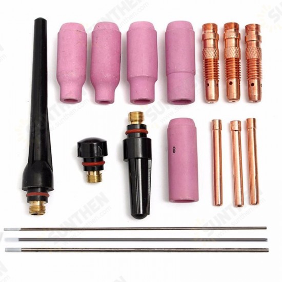17Pcs TIG Welding Torch Cup Collet Body Nozzle Tungsten Kit WP-17 WP-18 WP-26 17Pcs TIG Welding Torch Cup Collet Body Nozzle Tungsten Kit WP-17 WP-18 WP-26