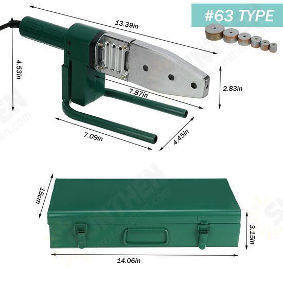 220V 4 Slots Electric Pipe Welding Machine Heating Tool Head Set For PPR PB PE Plastic