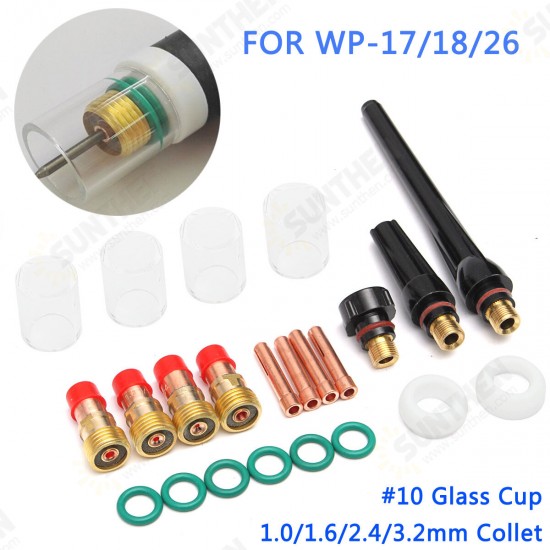 23Pcs TIG Welding Accessories Cup Gasket Gas Lens Fit for TIG Torch WP-17/18/26