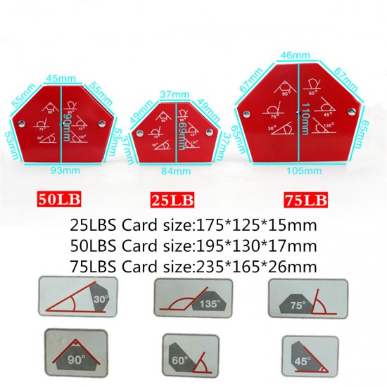 25LBS 50LBS 75LBS Hexagon Welding Corner Magnetic Holder Soldering Welding Locator Tool