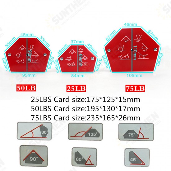 25LBS 50LBS 75LBS Hexagon Welding Corner Magnetic Holder Soldering Welding Locator Tool