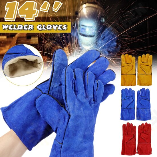 2PCS 14inch Heavy Duty Gardening Welder Gloves Men Women Thorn Proof Non-Slippery Leather Work