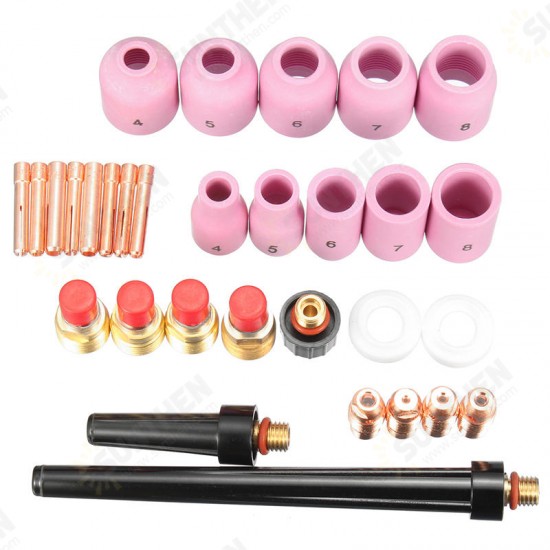 31Pcs Set TIG Welding Regular & Gas Lens Kit 0.040inch~1/8inch For Torch 9/20/25 T24