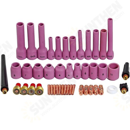 42/46Pcs TIG Gas Lens Collet Body Assorted Size Kit Fit SR WP 9 20 25 TIG Welding Torch Accessories