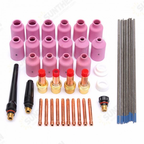 46 pcs TIG Welding Torch Gas Lens Tools Kit WP-17 WP-18 WP-26 WL20 Lanthanate Tungsten