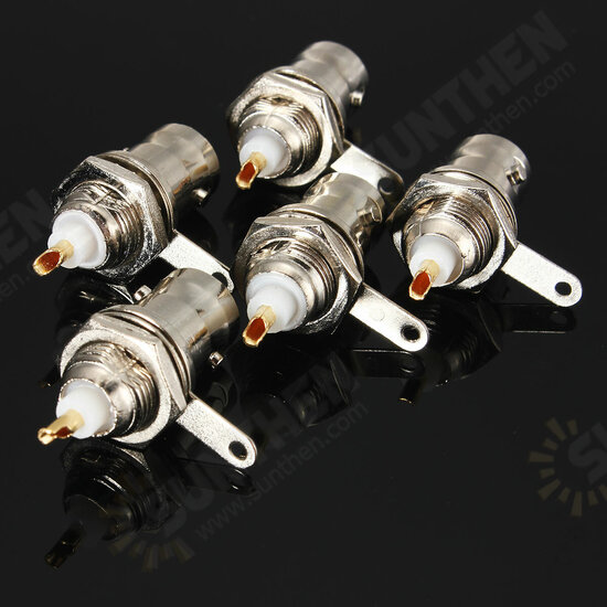 5pcs BNC Female Socket Solder Connector for Chassis Panel Mount Coaxial Cable