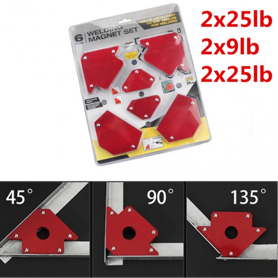 6Pcs Magnetic Welding Locator Set Holders 25lb 50lb 75lb Multi Angles Tool