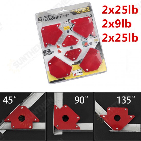 6Pcs Magnetic Welding Locator Set Holders 25lb 50lb 75lb Multi Angles Tool