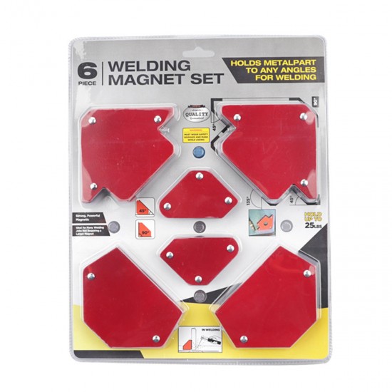 6Pcs Magnetic Welding Locator Set Holders 25lb 50lb 75lb Multi Angles Tool