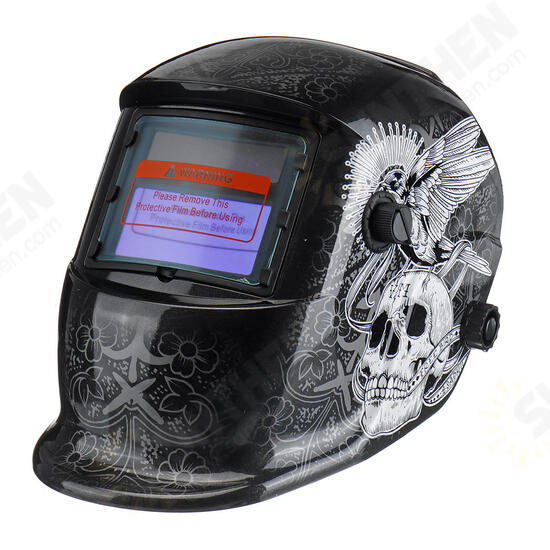 Adjustable Darkening Welding Welder Helmet Grinding Solar Powered Face Skull Mask