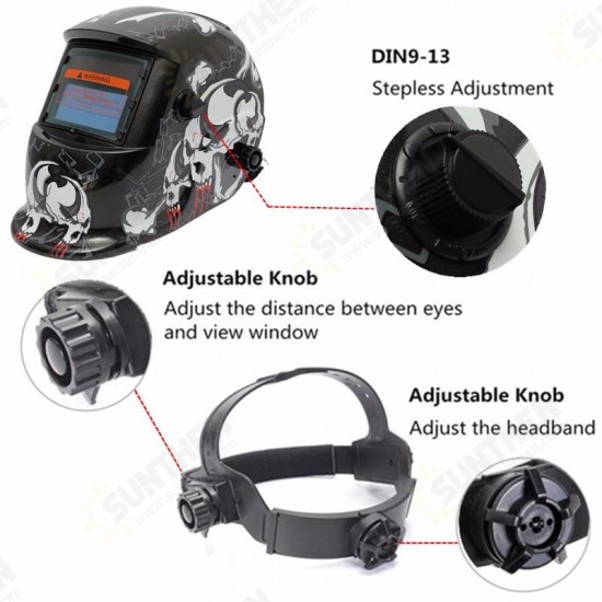 Black Skull Auto Darkening Solar Welding Grinding Welder Helmet Mask