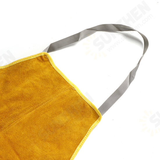 Gardening Welding Apron Protection Men Women Thorn Proof Leather Work Yellow