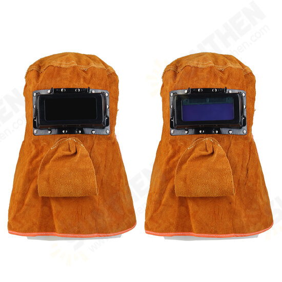 Solar Auto Darkening Filter Lens Welder Leather Hood Breathable Helmet Mask with Glasses