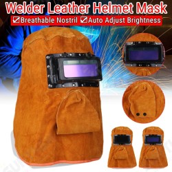 Solar Auto Darkening Filter Lens Welder Leather Hood Breathable Helmet Mask with Glasses Solar Auto Darkening Filter Lens Welder Leather Hood Breathable Helmet Mask with Glasses