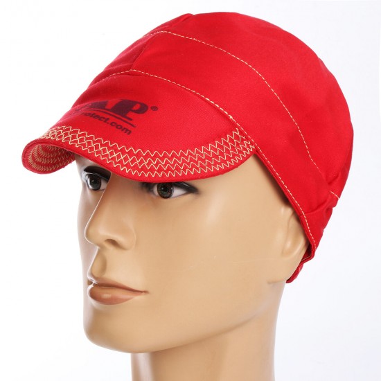 Universal Elastic Welding Flame Retardant Cloth Hat Cap Head Protect -RED