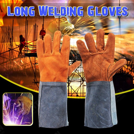 Welding Gloves Welders Work Soft Cowhide Leather Plus Gloves for Protecting Hand Tool