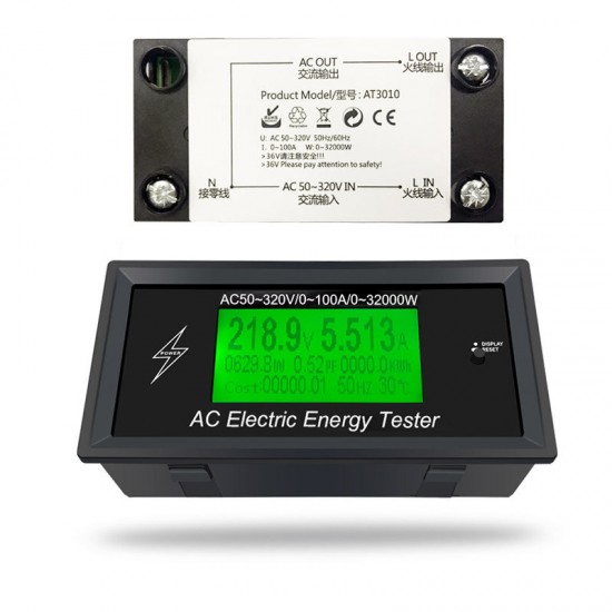 AT3010 AC50~320V 100A 3KKW Phone App AC Digital Voltage Meters indicator Power Energy Meter Voltmeter Ammeter Current Amps Volt Wattmeter Tester
