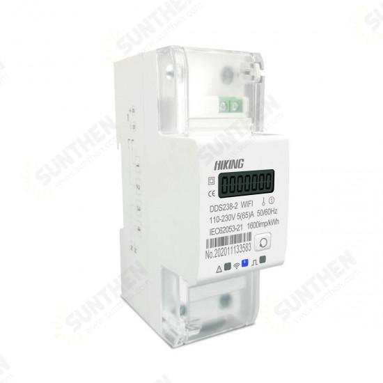 DDS238-2WIFI 90-300V 50/60Hz Single Phase 65A Din Rail WIFI Smart Energy Meter Timer Power Consumption Monitor kWh Meter Wattmeter