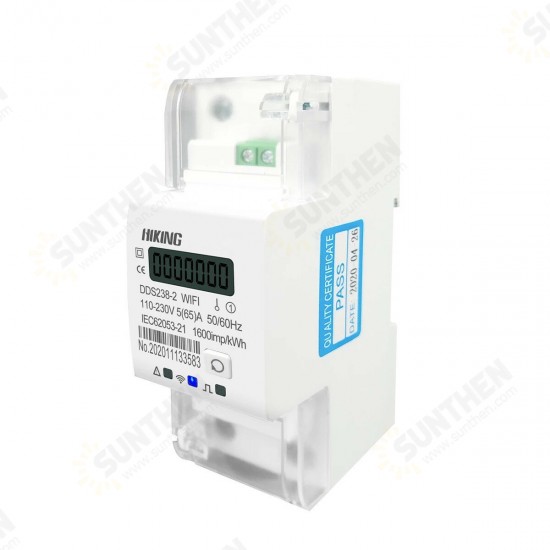 DDS238-2WIFI 90-300V 50/60Hz Single Phase 65A Din Rail WIFI Smart Energy Meter Timer Power Consumption Monitor kWh Meter Wattmeter