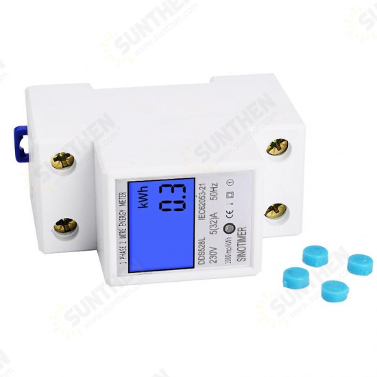 DDS528L LCD Digital Display Energy Meter 230V AC 50Hz Single Phase Backlit Display Wattmeter Power Consumption Energy kWh Electricity Meter