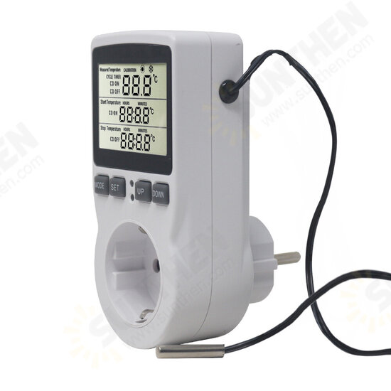 KT3100 Multi-Function Thermostat Temperature Controller Socket Outlet With Timer Switch 16A 220V Heating Cooling Timing Mode EU Plug