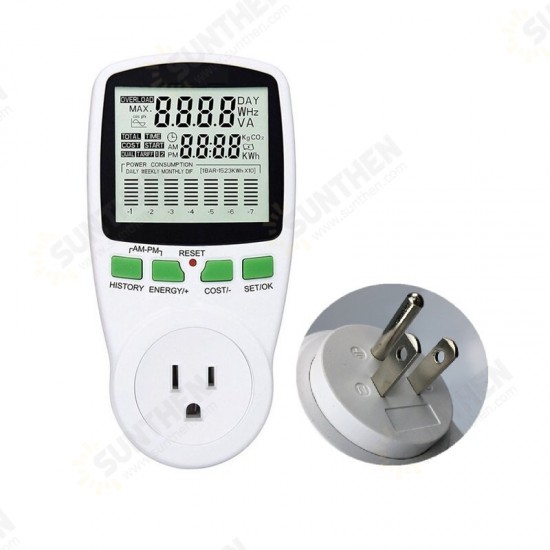 PM001 AC Power Meters 220V 50Hz Digital Wattmeter Energy Meter Watt Monitor Electricity Cost Diagram Measuring Power Energy Meter