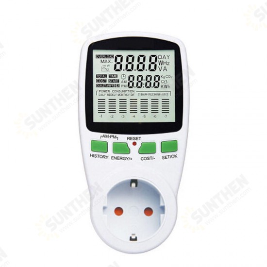 PM001 AC Power Meters 220V 50Hz Digital Wattmeter Energy Meter Watt Monitor Electricity Cost Diagram Measuring Power Energy Meter