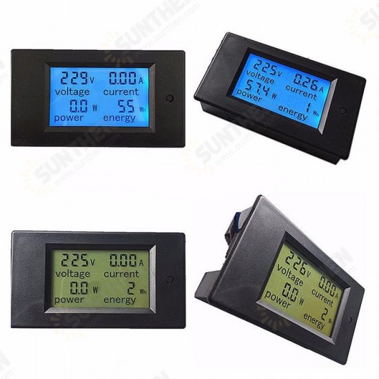 021 4 in 1 LCD Voltage Current Active Power Energy Meter Blue Backlight Panel