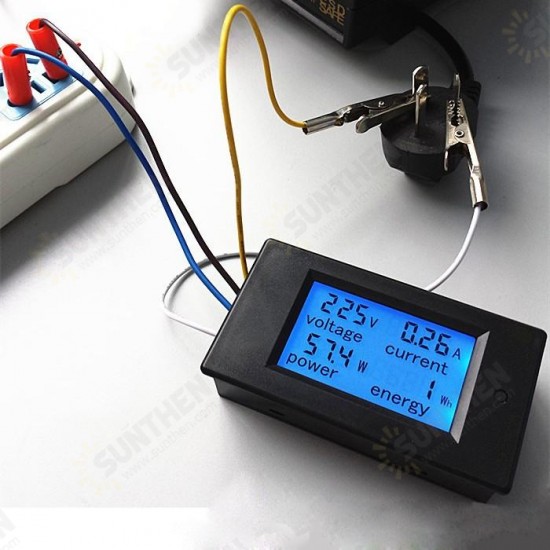 021 4 in 1 LCD Voltage Current Active Power Energy Meter Blue Backlight Panel