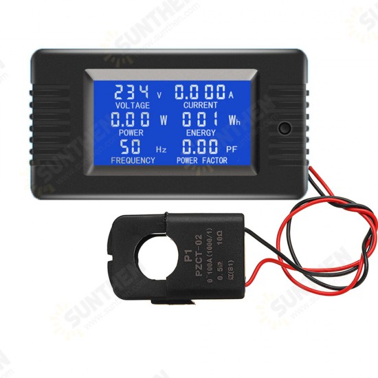 022 Open and Close CT 100A AC Digital Display Power Monitor Meter Voltmeter Ammeter Frequency