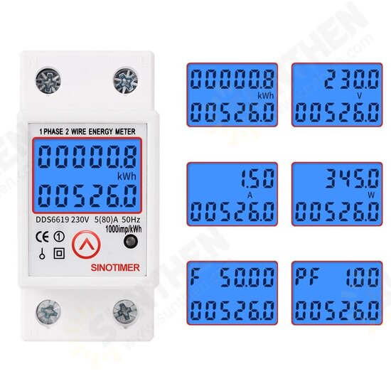 DDS6619-526L-2 230V Reset and Reset Backlight Display Single-phase Rail Multi-function Energy Meter