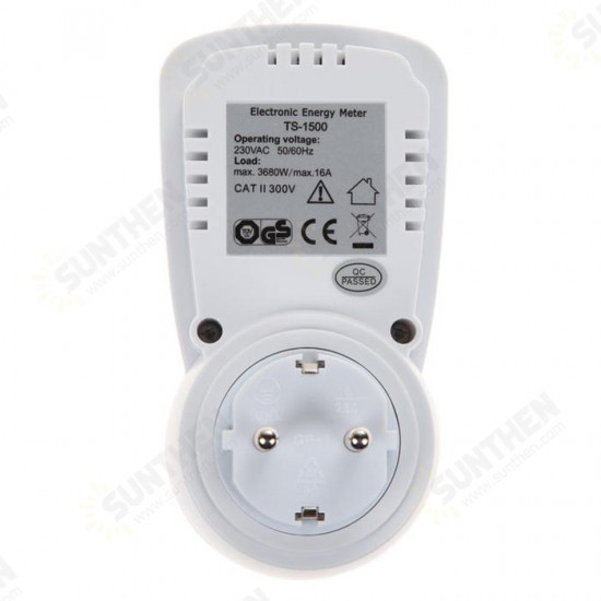 TS-1500 Professional Digital LCD Electric Power Energy Meter Voltage Wattage Current Monitor EU/US/UK Plug