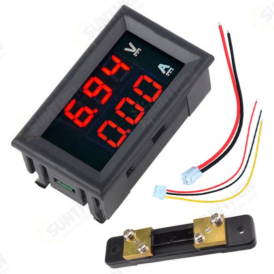 0.56inch DC 100V 50A Red+Red Dual LED Display Mini Digital Voltmeter Ammeter Panel Amp Volt Voltage Current Meter Tester