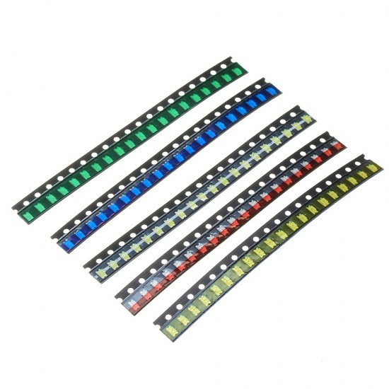 100Pcs 5 Colors 20 Each 1206 LED Diode Assortment SMD LED Diode Kit Green/RED/White/Blue/Yellow