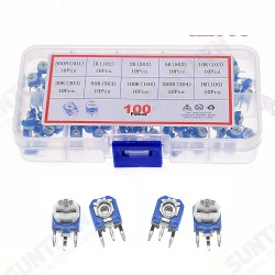 100pcs RM063 Trimmer Potentiometer Adjustable Resistor Kit 500R 1K 2K 5K 10K 20K 50K 100K 200K 1M Potentiometer Resistor RM 063 100pcs RM063 Trimmer Potentiometer Adjustable Resistor Kit 500R 1K 2K 5K 10K 20K 50K 100K 200K 1M Potentiometer Resistor RM 063