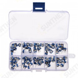 100pcs RM065 Horizontal Trimpot Potentiometer Assortment Kit With Storage Box 100pcs RM065 Horizontal Trimpot Potentiometer Assortment Kit With Storage Box