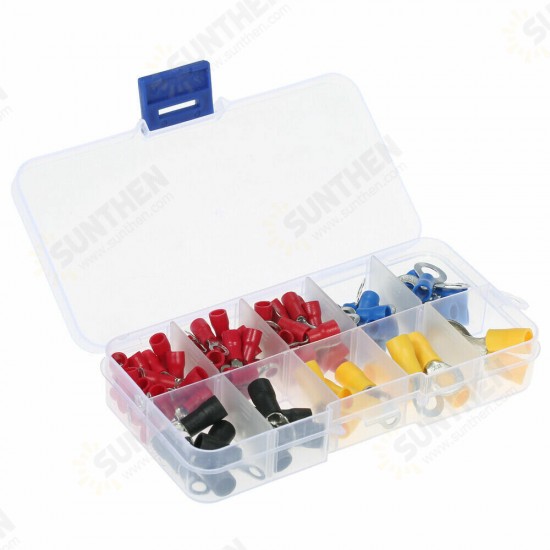 102Pcs Ring Terminal Crimp Connector with Plastic Box