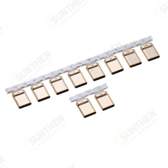 10PCS 3.1 TYPE-C Stretch Male Shell Full Gold-Plated 1U 24P Double-Sided Splint 0.9 Card Hook Foot L=10.65MM