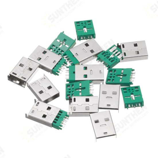 10PCS USB AM 3.0 Welding Plate Type High Current Male Short Body 17.0mm 5p Green Two-Piece Iron Shell High Current