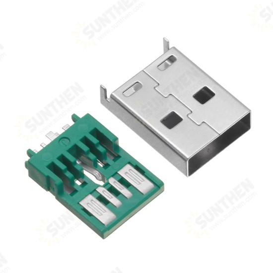 10PCS USB AM 3.0 Welding Plate Type High Current Male Short Body 17.0mm 5p Green Two-Piece Iron Shell High Current